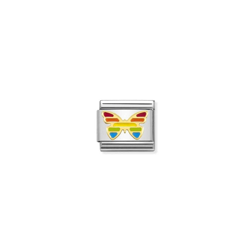 Composable Classic SYMBOLS steel, enamel and bonded yellow gold 55 Rainbow butterfly