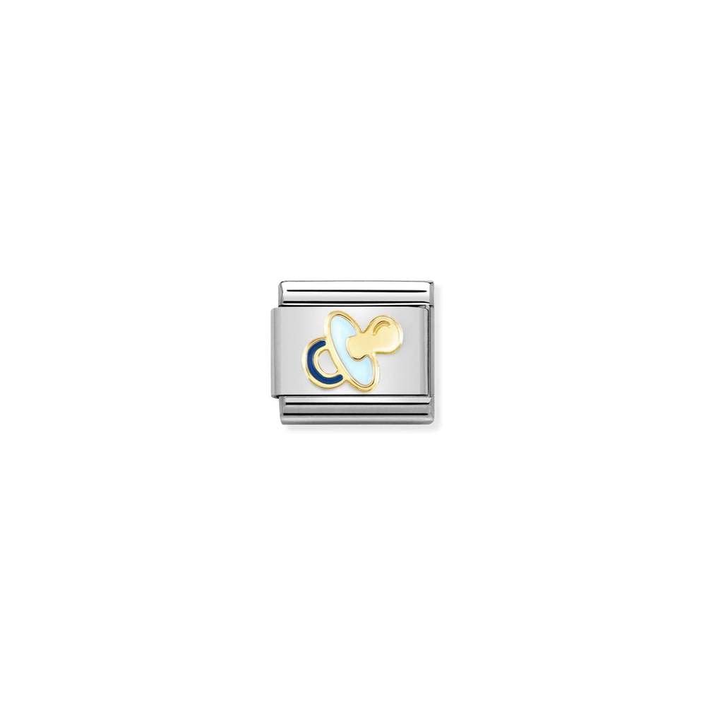 Composable Classic SYMBOLS steel, enamel and bonded yellow gold 63 New light blue pacifier