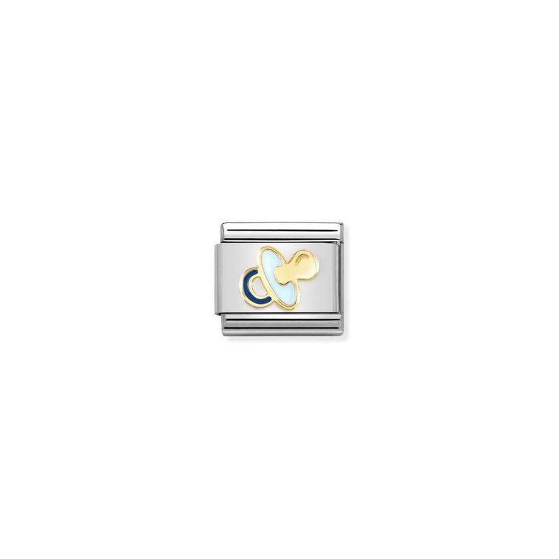Composable Classic SYMBOLS steel, enamel and bonded yellow gold 63 New light blue pacifier