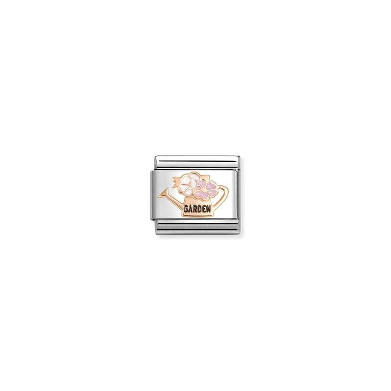 Composable Classic SYMBOLS steel, enamel and 9k rose gold 19 Watering can with flowers