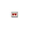 Nomination Composable Classic SYMBOLS steel, enamel and 9k rose gold 13 Double heart redred