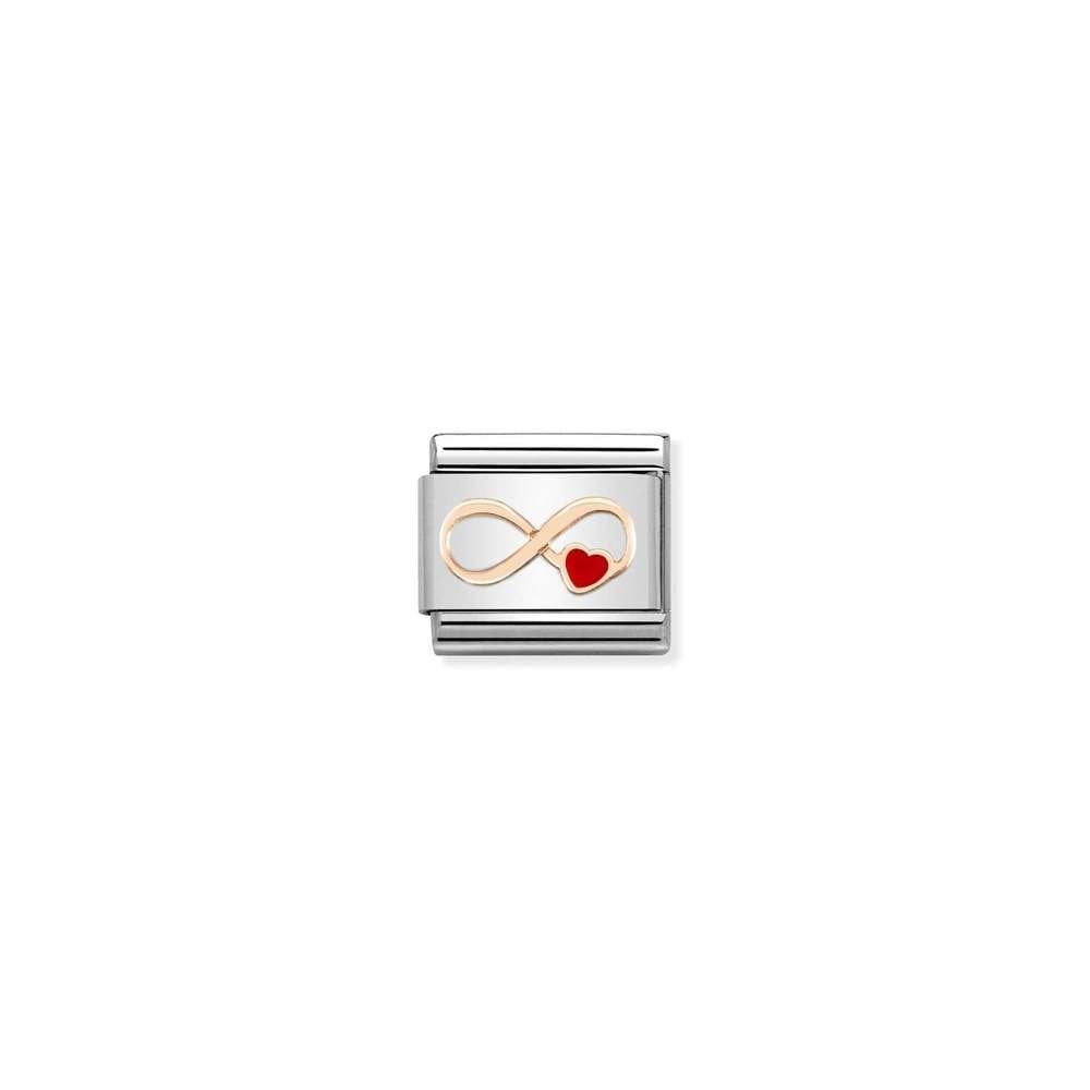 Composable Classic SYMBOLS steel, enamel and 9k rose gold 12 Infinity Red heart