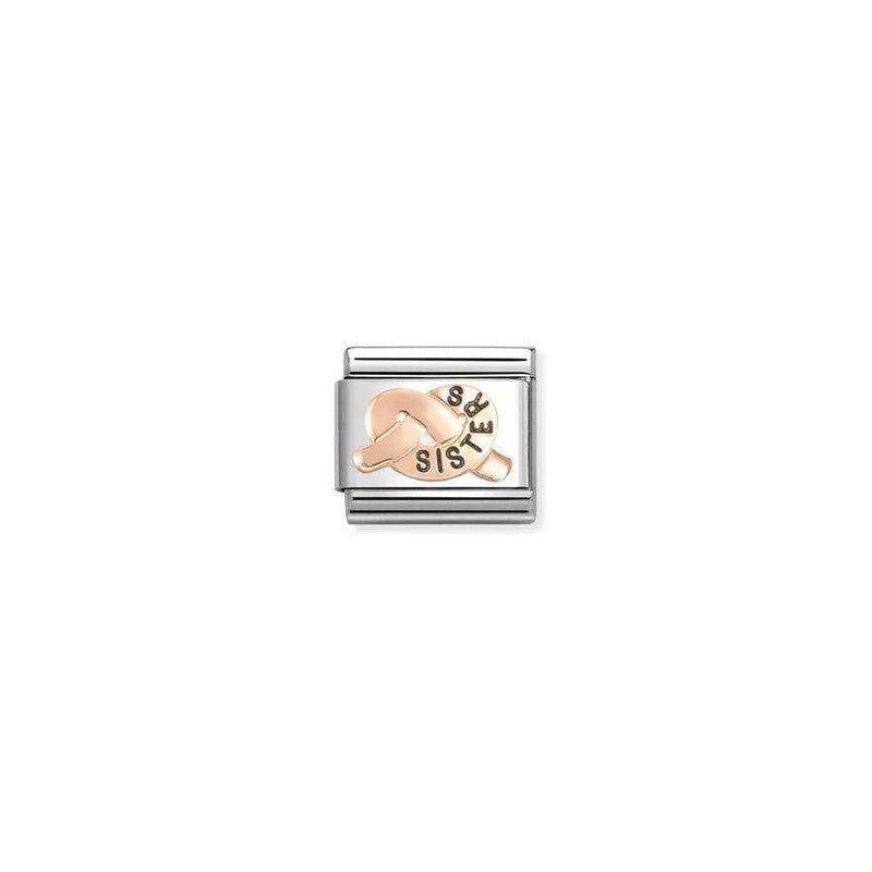 Composable Classic SYMBOLS steel, enamel and 9k rose gold 38 SISTERS knot