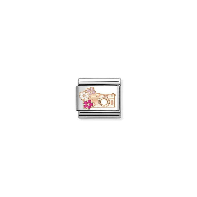 Composable Classic SYMBOLS steel, enamel and 9k rose gold 31 Camera with flowers