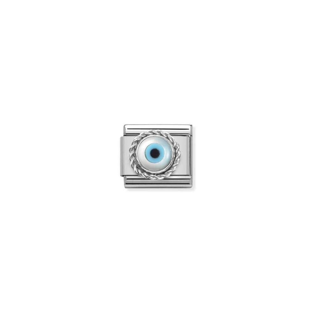 Comp, Classic STONES, steel, ROUND RICH SETTING in 925 sterling silver 18 GREEK EYE