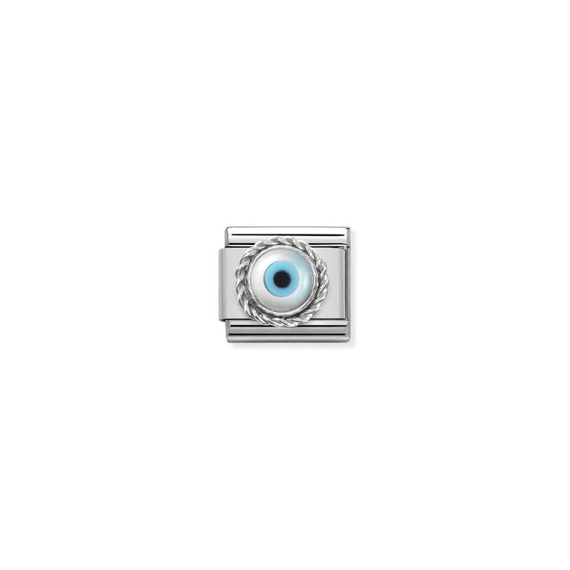 Comp, Classic STONES, steel, ROUND RICH SETTING in 925 sterling silver 18 GREEK EYE