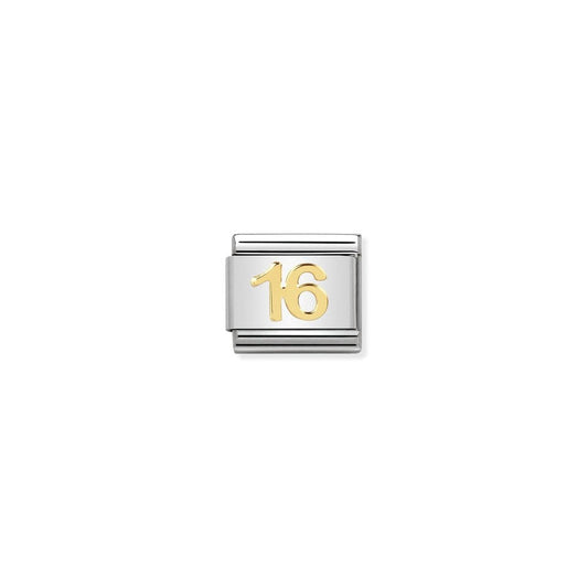 Nomination Number 16 18ct Gold and Stainless Steel Composable Charm