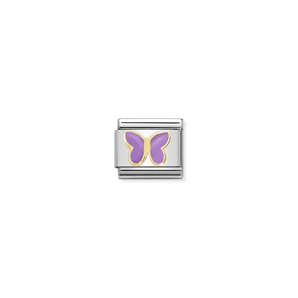 Composable Classic SYMBOLS steel, enamel and bonded yellow gold 60 LILAC butterfly
