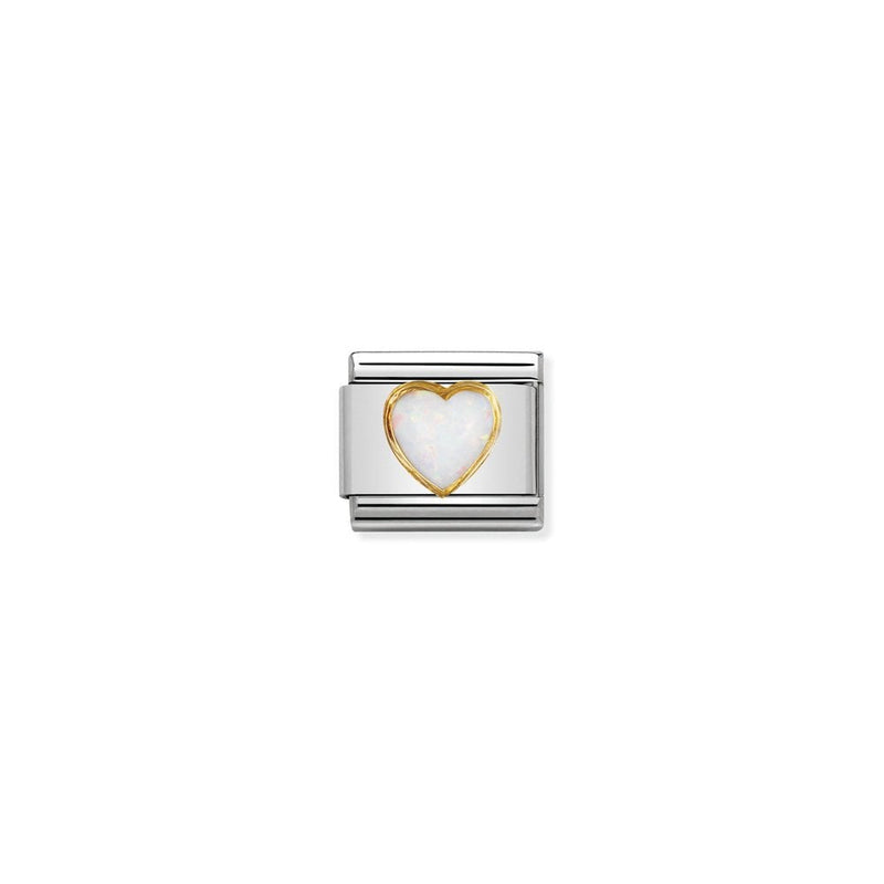 COMPOSABLE Classic STONES HEARTS in stainless steel with bonded yellow gold 07 WHITE OPAL