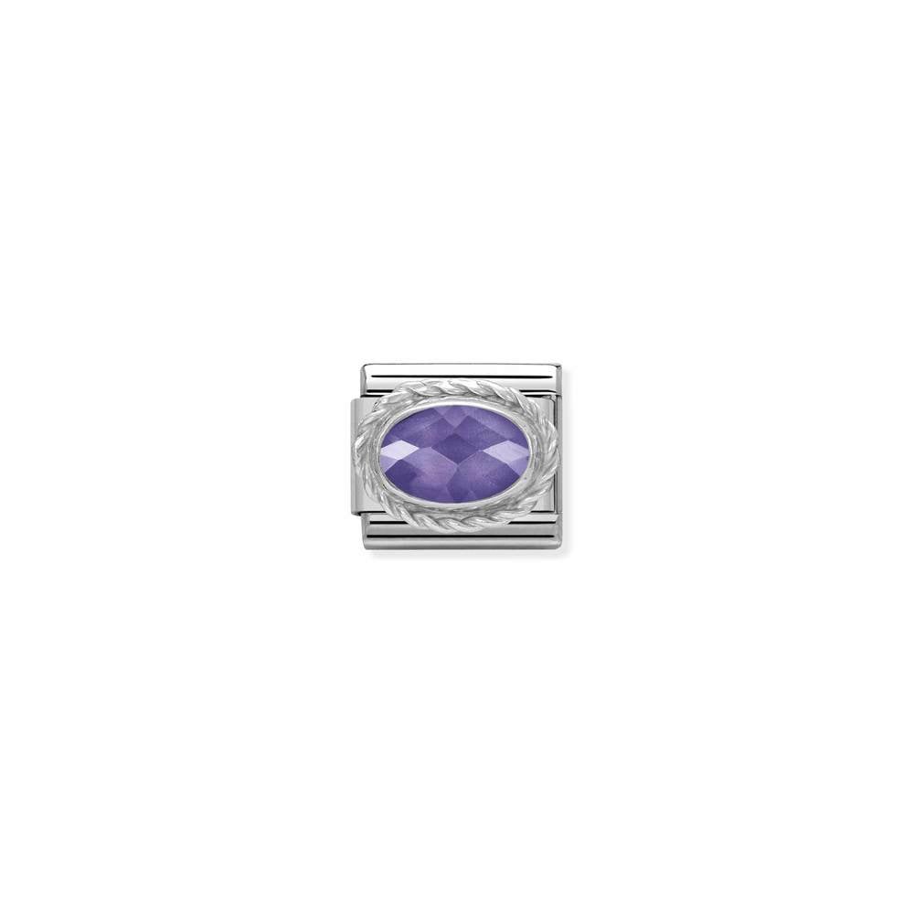 Composable Classic FACETED CZ in stainless steel with 925 sterling silver setting and detail 001 PURPLE