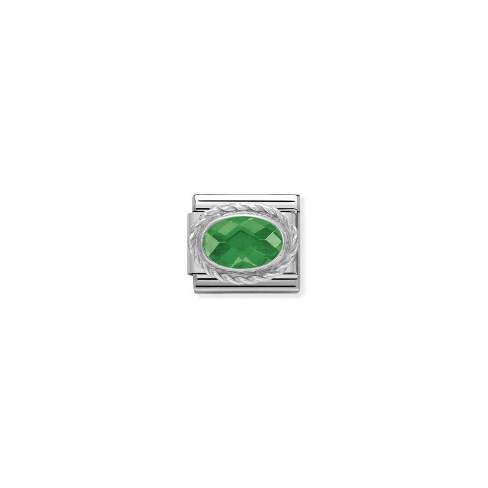 Composable Classic FACETED CZ in stainless steel with 925 sterling silver setting and detail 027 EMERALD GREEN