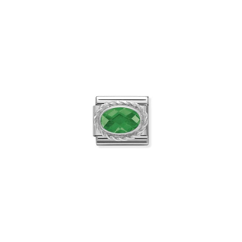 Composable Classic FACETED CZ in stainless steel with 925 sterling silver setting and detail 027 EMERALD GREEN
