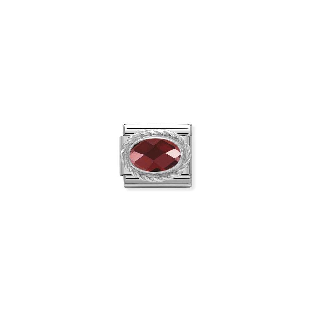 Composable Classic FACETED CZ in stainless steel with 925 sterling silver setting and detail 005 RED