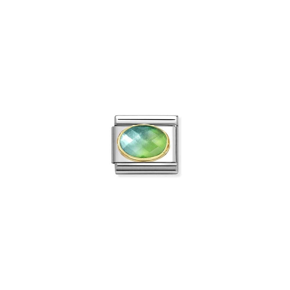 Comp, Classic FACETED STONES in steel and bonded yellow gold 037 BLUE GREEN