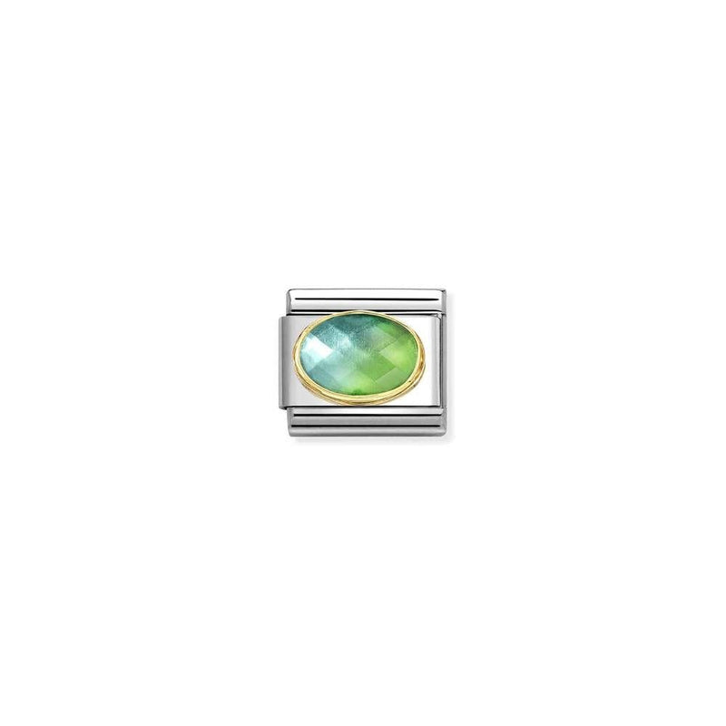 Comp, Classic FACETED STONES in steel and bonded yellow gold 037 BLUE GREEN