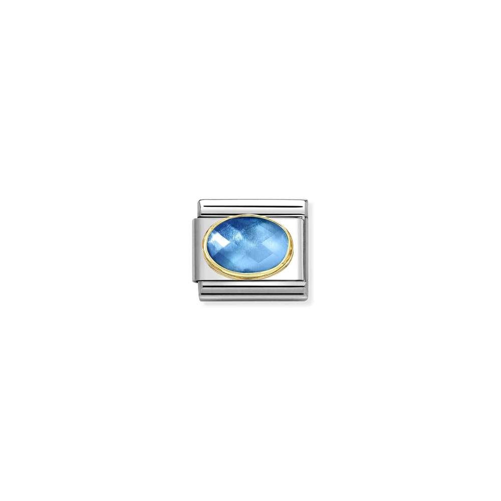 Comp, Classic FACETED STONES in steel and bonded yellow gold 038 LIGHT BLUE BLUE