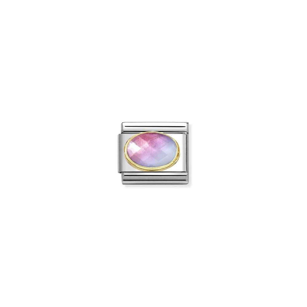 Comp, Classic FACETED STONES in steel and bonded yellow gold 035 LIGHT BLUE ROSE