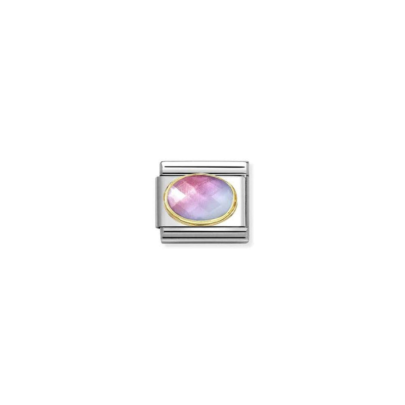 Comp, Classic FACETED STONES in steel and bonded yellow gold 035 LIGHT BLUE ROSE