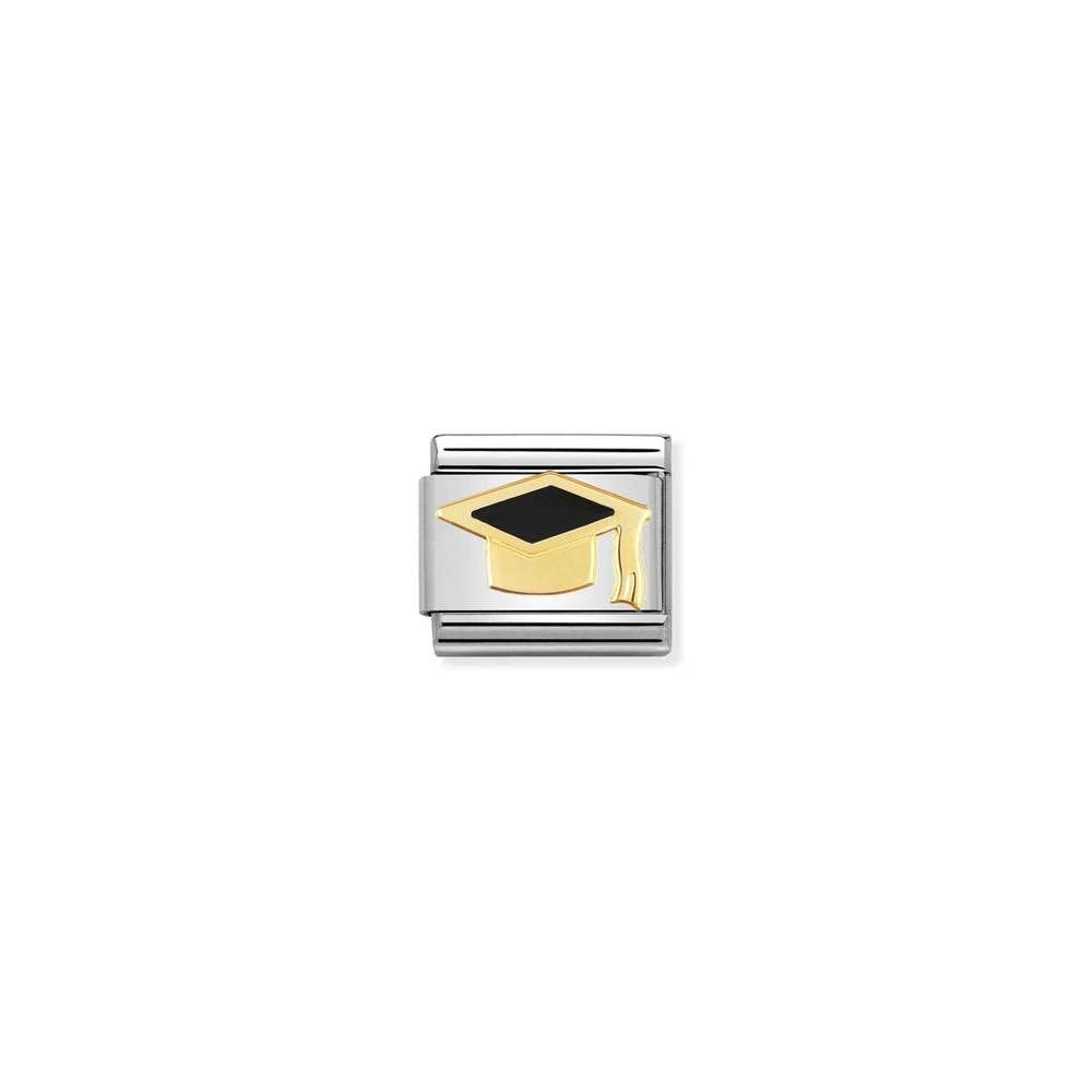 COMPOSABLE Classic BACK TO SCHOOL in stainless steel with enamel and 18k 08 Black graduate hat