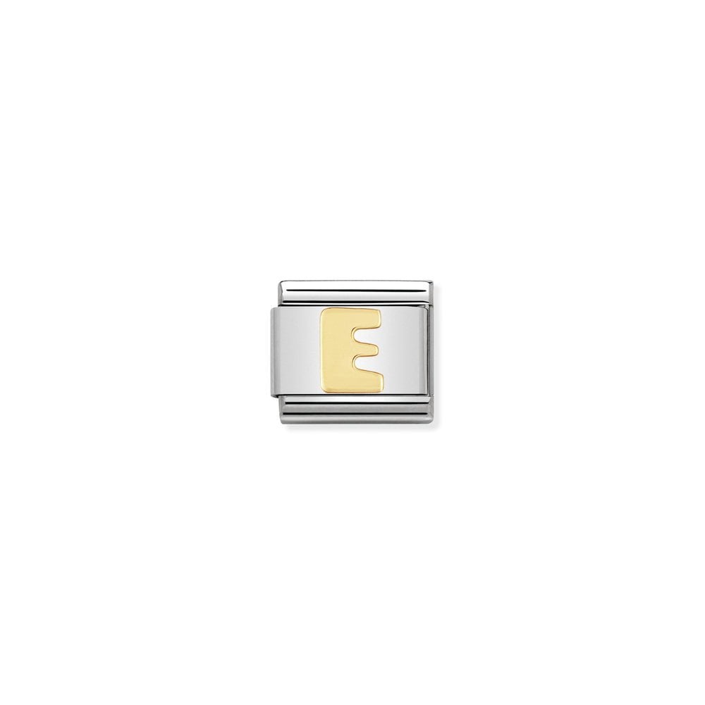 COMPOSABLE Classic LETTERS in stainless steel with bonded yellow gold 05 E