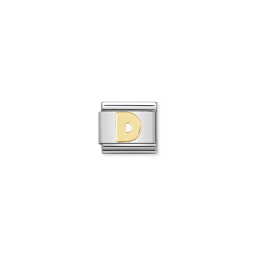 COMPOSABLE Classic LETTERS in stainless steel with bonded yellow gold 04 D