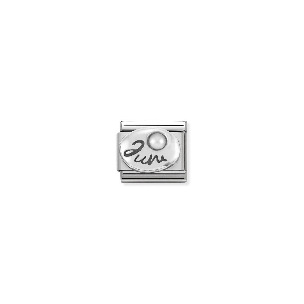 Composable Classic SYMBOLS in st,steel, 925 sterling silver and stones 06 June WHITE PEARL