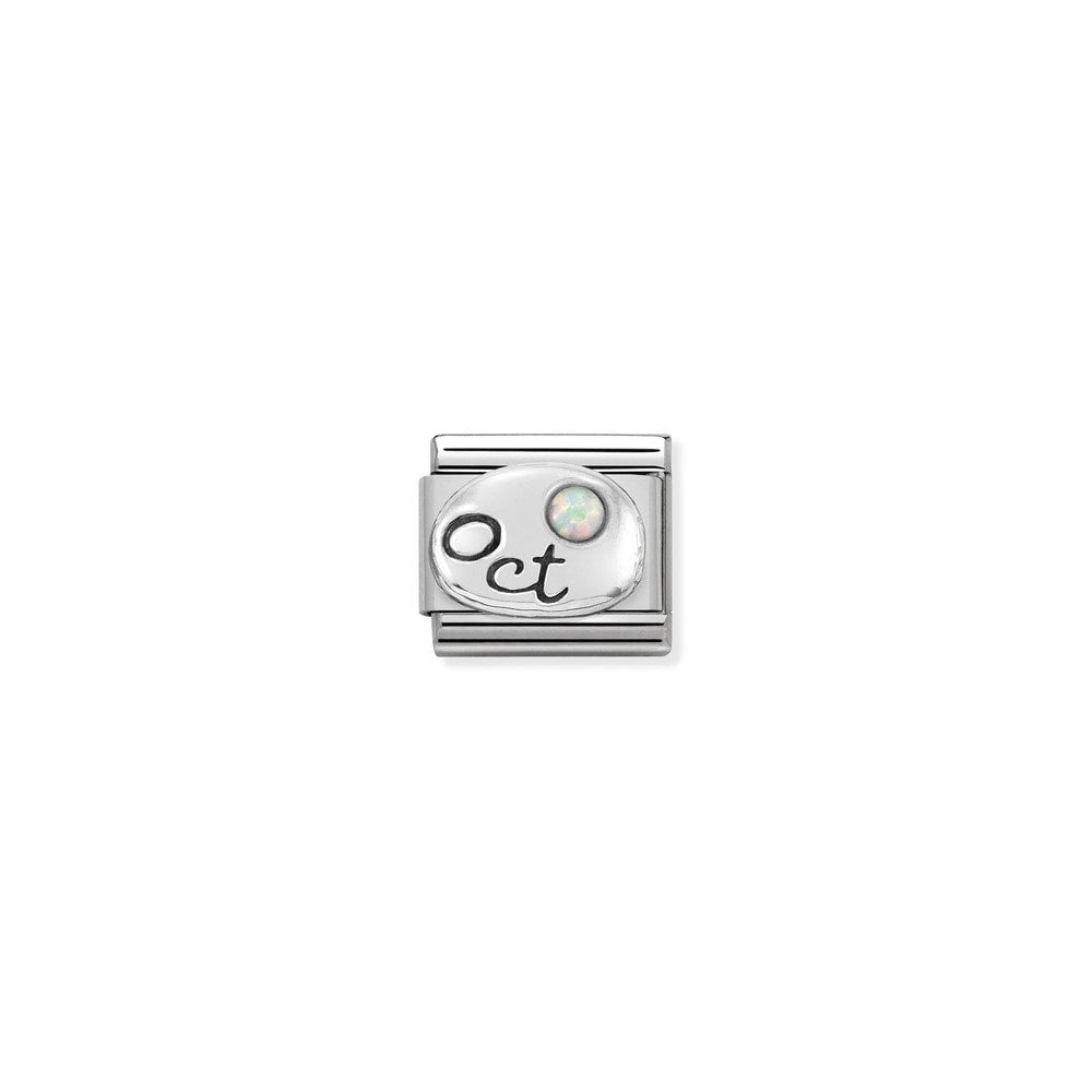 Composable Classic SYMBOLS in st,steel, 925 sterling silver and stones 10 October WHITE OPAL