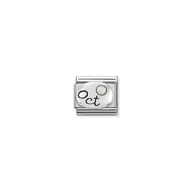 Composable Classic SYMBOLS in st,steel, 925 sterling silver and stones 10 October WHITE OPAL