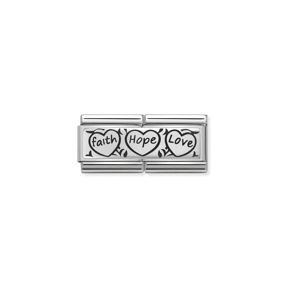 Composable Classic DOUBLE ENGRAVED steel and 925 sterling silver CUSTOM 11 Faith Hope Love