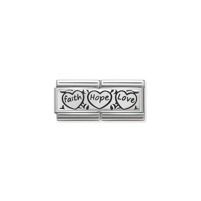 Composable Classic DOUBLE ENGRAVED steel and 925 sterling silver CUSTOM 11 Faith Hope Love
