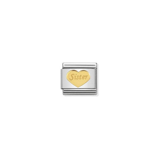 Nomination Sister Heart 18ct Gold and Stainless Steel Composable Charm