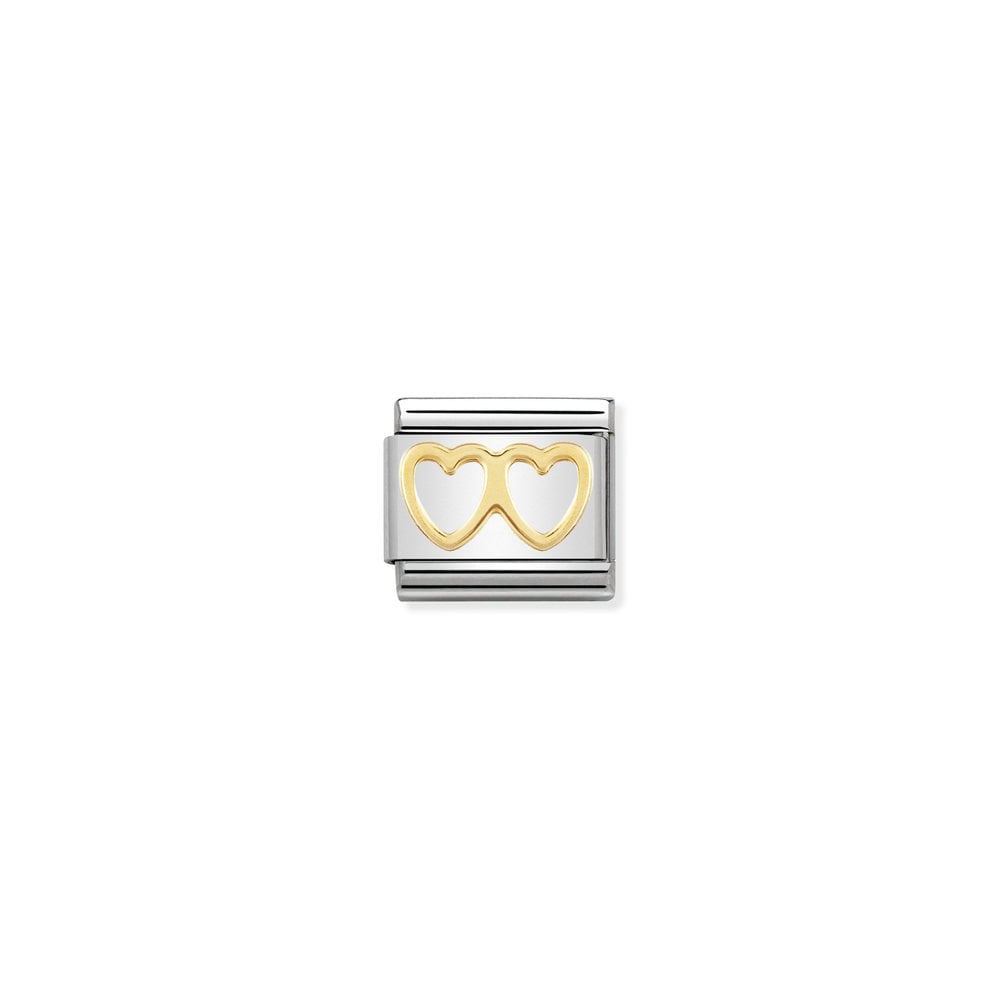 COMPOSABLE Classic LOVE in stainless steel with bonded yellow gold 03 Double Heart