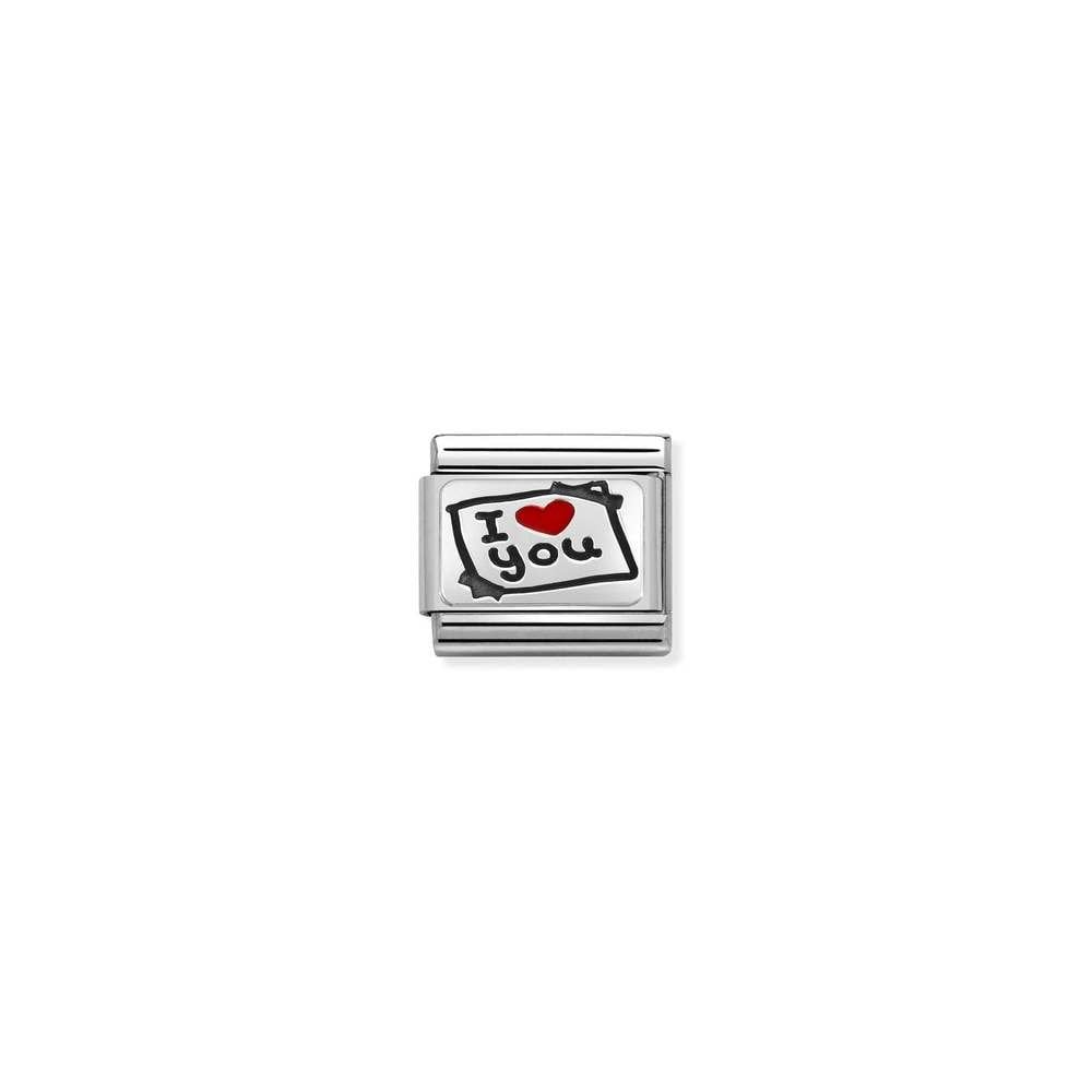 Composable CL OXIDIZED PLATES in steel, enamel and 925 sterling silver 50 I love you card