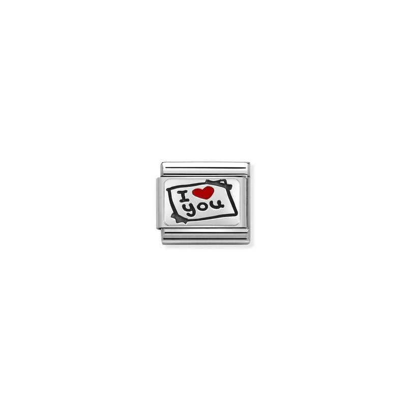 Composable CL OXIDIZED PLATES in steel, enamel and 925 sterling silver 50 I love you card