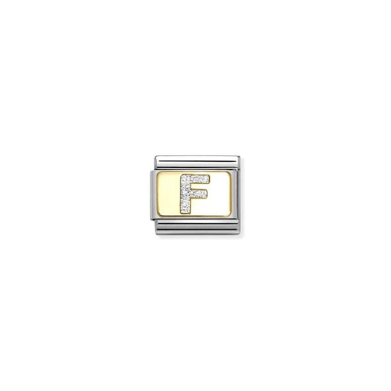 Composable Classic GLITTER LETTER steel, enamel and bonded yellow gold 06 F
