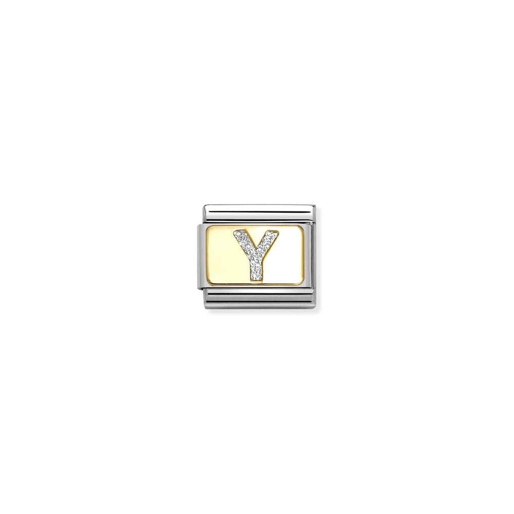 Composable Classic GLITTER LETTER steel, enamel and bonded yellow gold 25 Y