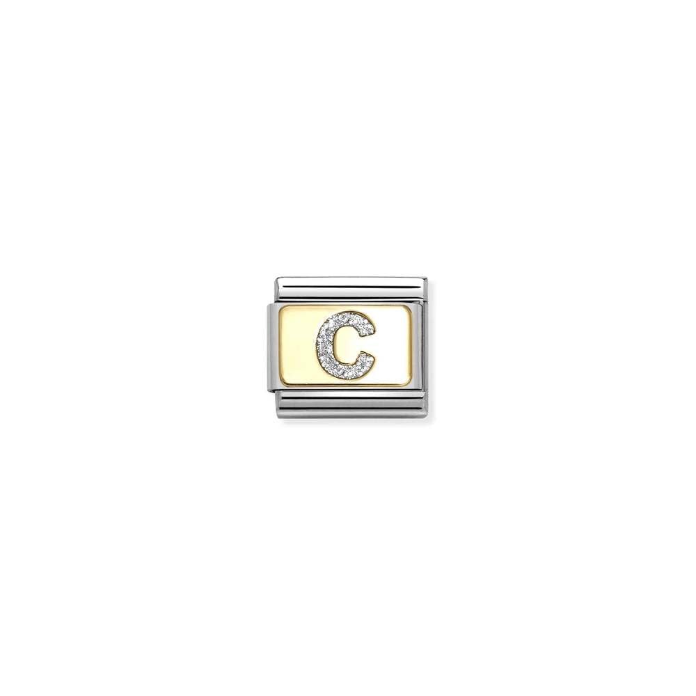 Composable Classic GLITTER LETTER steel, enamel and bonded yellow gold 03 C