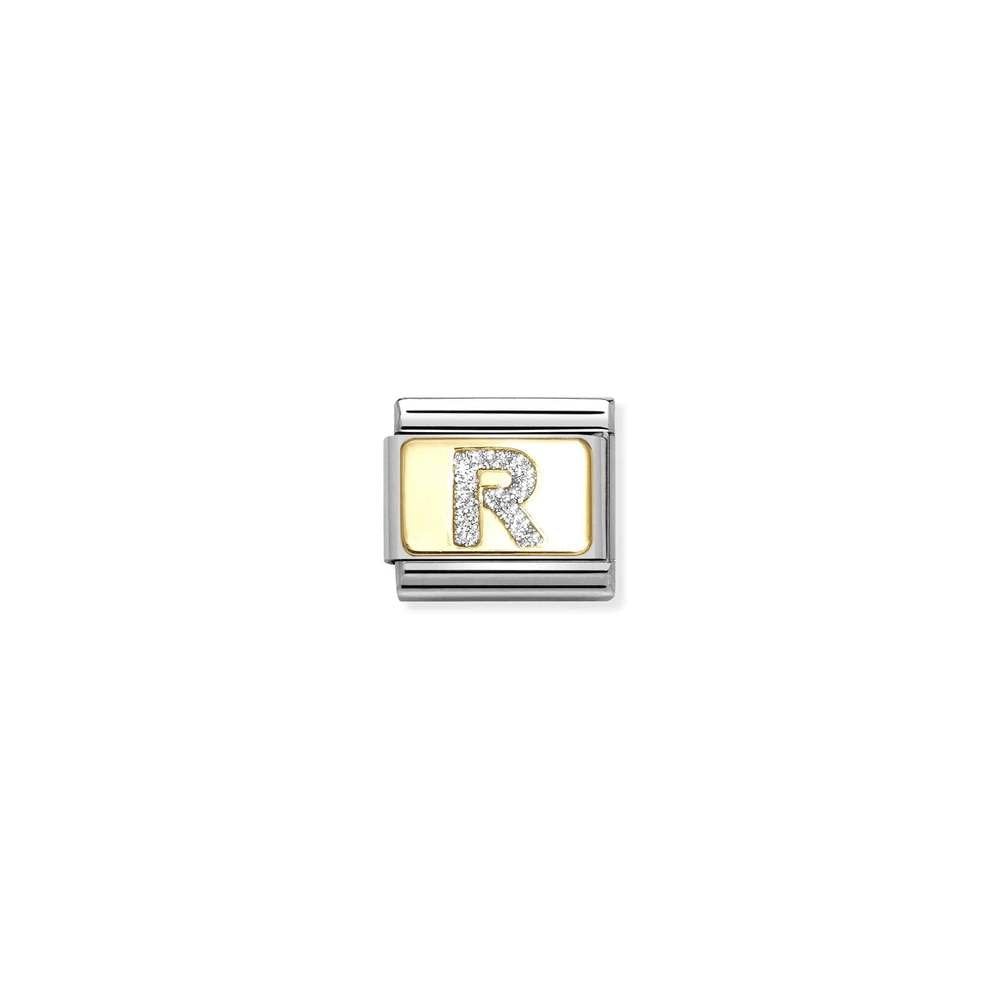 Composable Classic GLITTER LETTER steel, enamel and bonded yellow gold 18 R