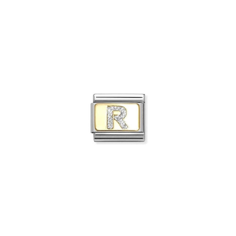 Composable Classic GLITTER LETTER steel, enamel and bonded yellow gold 18 R