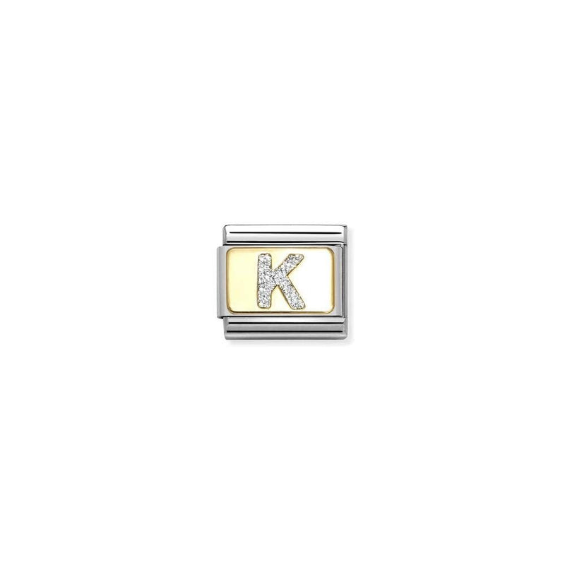 Composable Classic GLITTER LETTER steel, enamel and bonded yellow gold 11 K