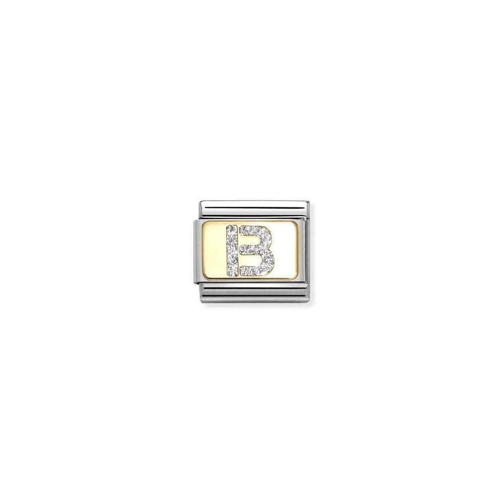 Composable Classic GLITTER LETTER steel, enamel and bonded yellow gold 02 B