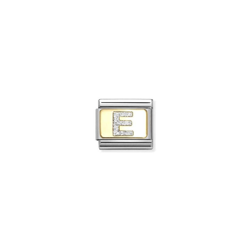 Composable Classic GLITTER LETTER steel, enamel and bonded yellow gold 05 E