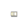 Composable Classic GLITTER LETTER steel, enamel and bonded yellow gold 05 E