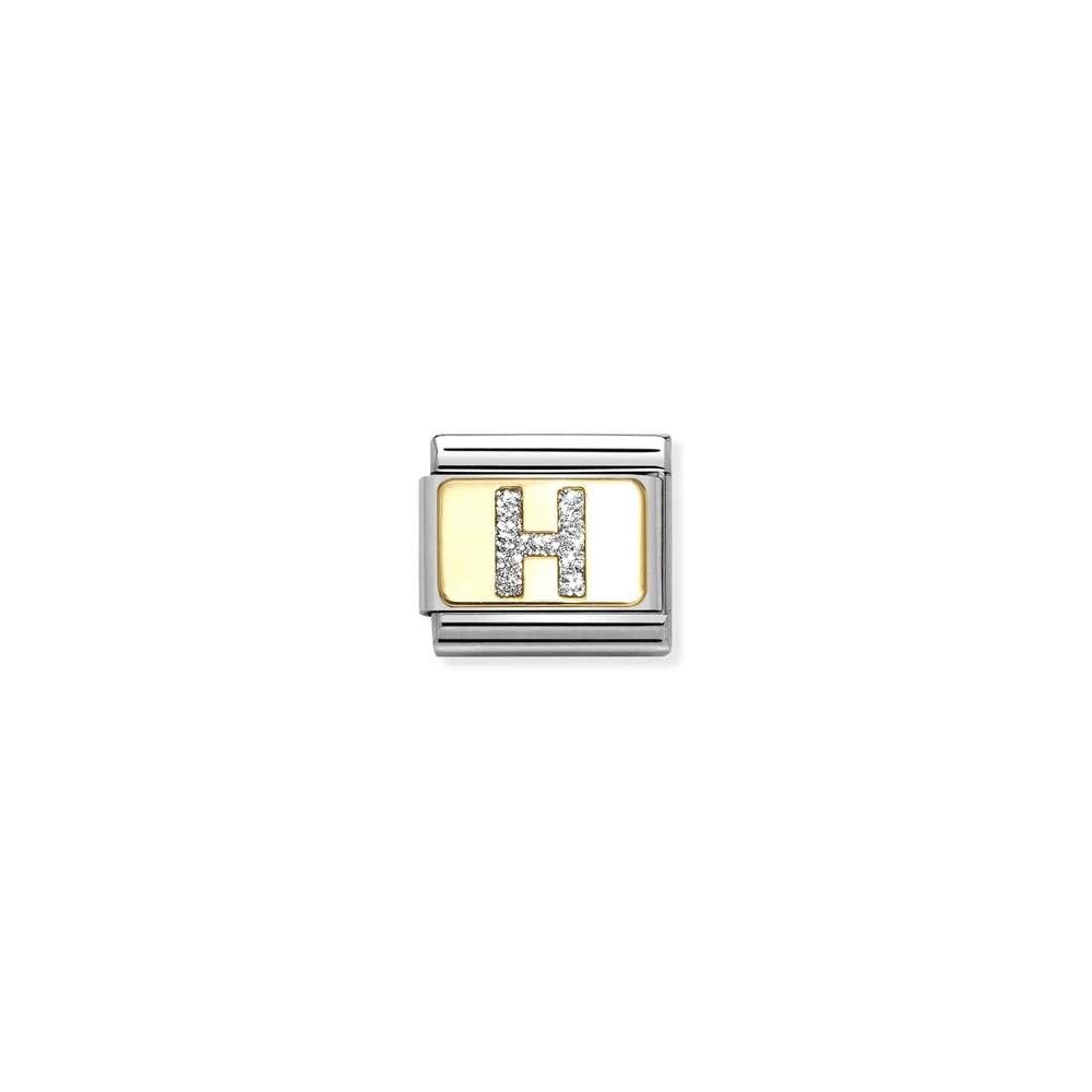 Composable Classic GLITTER LETTER steel, enamel and bonded yellow gold 08 H