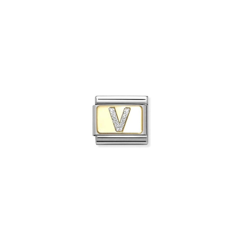 Composable Classic GLITTER LETTER steel, enamel and bonded yellow gold 22 V