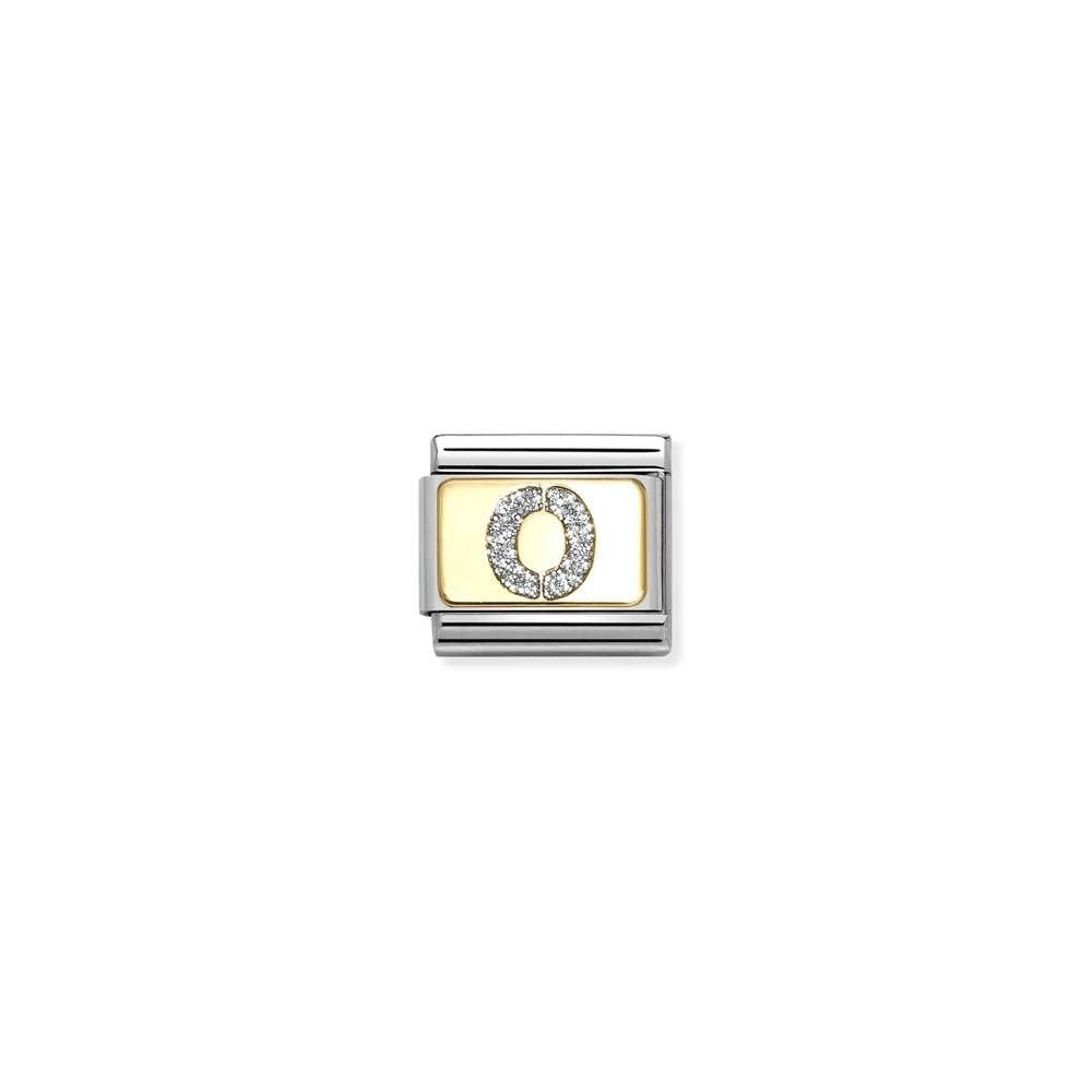 Composable Classic GLITTER LETTER steel, enamel and bonded yellow gold 15 O