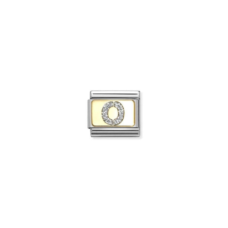 Composable Classic GLITTER LETTER steel, enamel and bonded yellow gold 15 O
