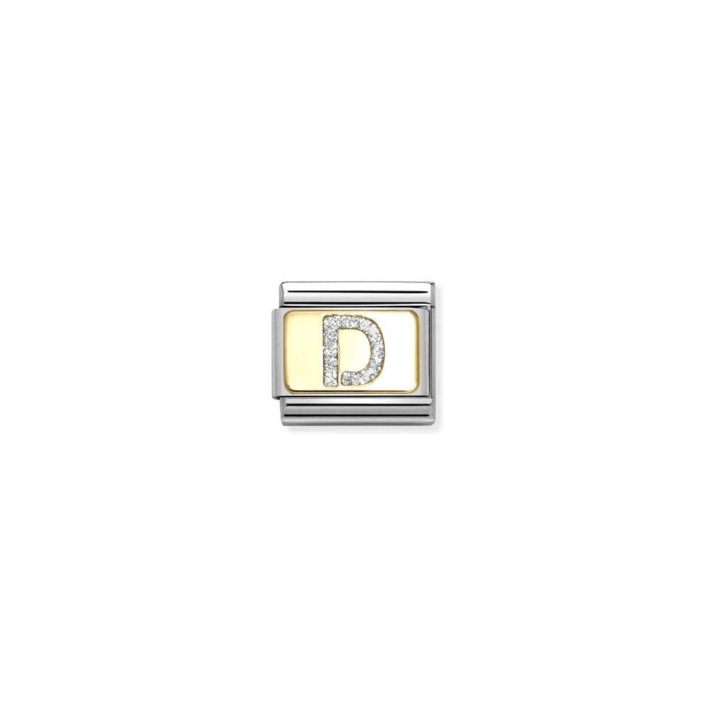 Composable Classic GLITTER LETTER steel, enamel and bonded yellow gold 04 D