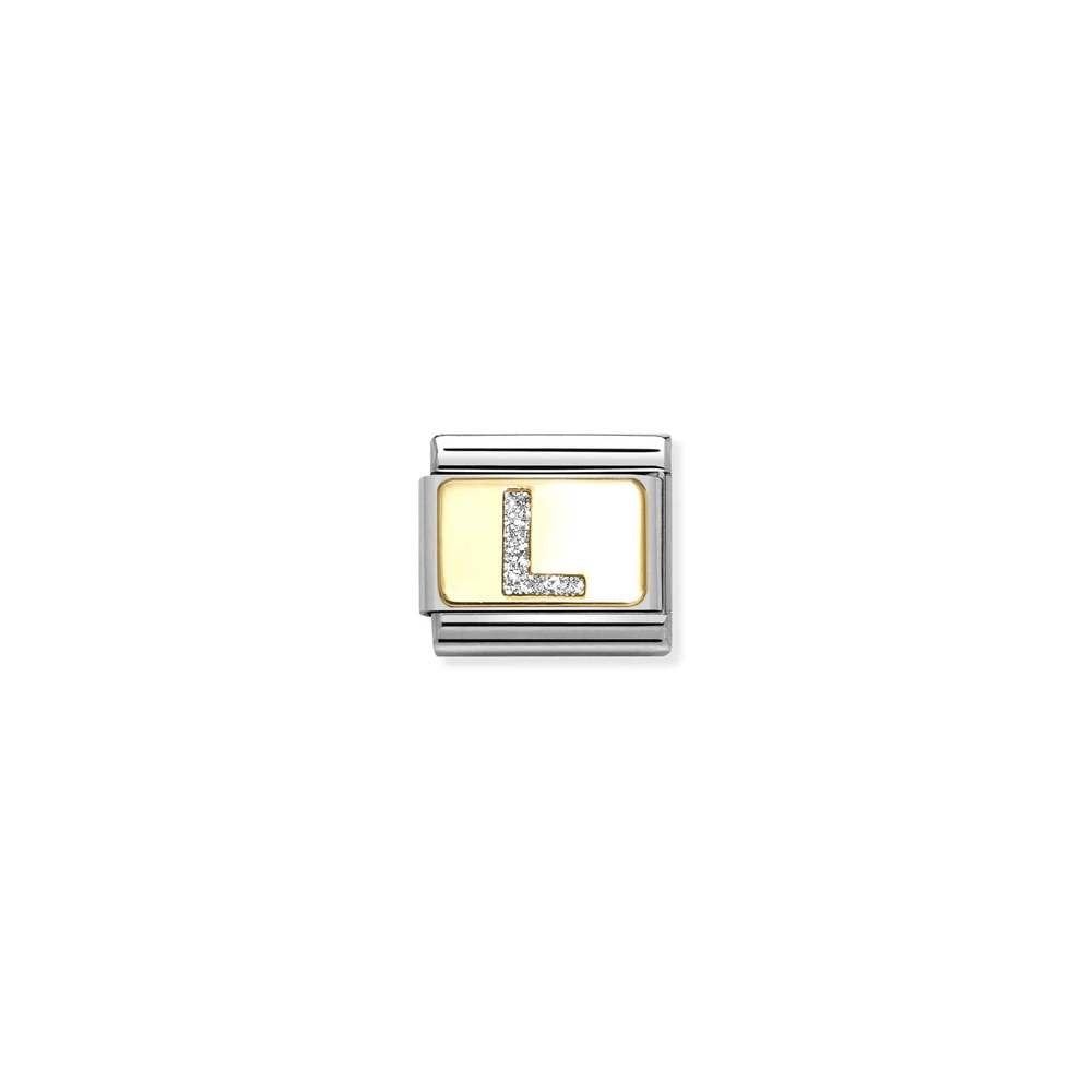 Composable Classic GLITTER LETTER steel, enamel and bonded yellow gold 12 L