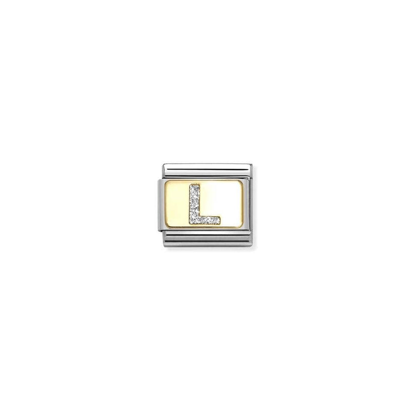 Composable Classic GLITTER LETTER steel, enamel and bonded yellow gold 12 L